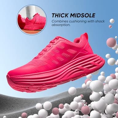 NORTIV 8 Women's Walking Shoes Cushion Running Tennis Shoes ActiveFloat Non-Slip Comfortable Breathable Workout Gym Sports Athletic Fashion Sneakers,Size 8,Hot Pink,SNWS245W - Image 2