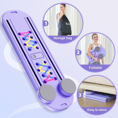 Pilates Board, Pilates Reformer Set, 7 in 1 Multifunctional Pilates Reformer Machine with Timer, Portable Foldable Pilates Board for Home Workout, Pilates Kit with Storage Bag, Purple - Image 7