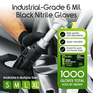 Inspire Black Nitrile Gloves HEAVY DUTY 6 Mil Chemical Resistant Medical Cooking Cleaning Disposable Glove - Image 2