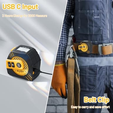 262Ft Laser Tape Measure, SAVSEC 2 in 1 Laser Measuring Tool & 16ft Self-Locking Measuring Tape, Digital Laser Distance Meter with Pythagorean, Area, Volume Measure & Ft/Ft+in/in/M Unit(80M) - Image 9