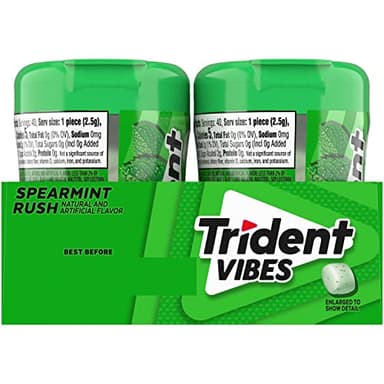 Trident Vibes Spearmint Rush Sugar-Free Chewing Gum, 4 Bottles of 40 Pieces (160 Total Pieces) - Image 12