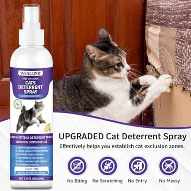 WEALLIN Cat Deterrent Spray, 6.76 FL Oz Natural Cat Repellent Spray Indoor & Outdoor, Anti-Scratch Training Aid for Furniture, Sofas, Rugs, Curtains, Plants - Non-Toxic, Alcohol-Free Formula - Image 2