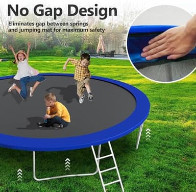 Lyromix Upgraded 14FT Trampoline with Lights, Large Outdoor Trampoline with Sprinkler,Basketball Hoop and Net, Capacity for 5-8 Kids and Adults, Midnight Blue - Image 5