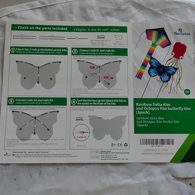 Simxkai 3 Pack Kites-Rainbow Delta Kite, Red Octopus, Blue Butterfly, Easy to Fly for Kids & Adults - Image 10
