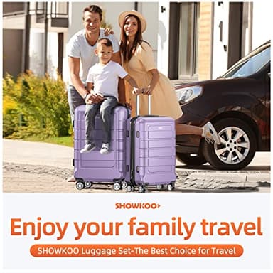 SHOWKOO Luggage Sets Expandable PC+ABS Durable Suitcase Double Wheels TSA Lock Lavender Purple 3pcs - Image 2
