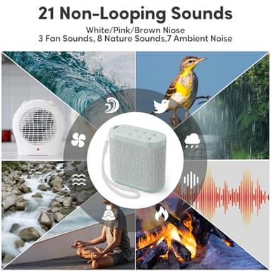 Portable White Noise Machine for Sleeping, Travel & Hotel - 52-Hour Lasting Mini Noise Machine with 21 Quality Non-looping Sounds, Headphone Jack, Memory, Timer for Adults (Green) - Image 3