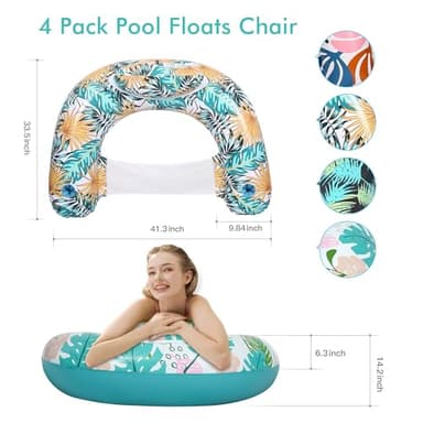 4 Pack Pool Floats Adult,OKSUWATER Pool Floaties for Adults with Two Cup Holders Inflatable Pool Floats Chairs, Lake Floats for Adults Toys Applies to Water Play Party - Image 3