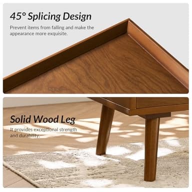 HULALA HOME Nightstand with Charging Station, Mid-Century Modern 2 Drawer and Open Shelf Bedside Tables, Wood Night Stand with USB Ports and Outlets for Bedroom, Acorn - Image 6