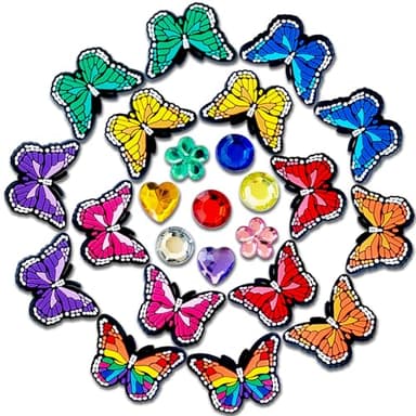Butterfly Shoe Charms Fit for Croc Clog Sandals Decoration, Colorful Butterfly Shoe Charms for Party Favor - Image 1