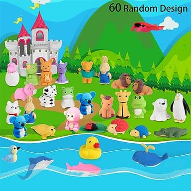 URSKYTOUS 60Pcs Animal Erasers Desk Pets for Kids Animal Pencil Erasers Bulk Puzzle Eraser Toys Gifts for Classroom Prizes,Game Reward,Treasure Box,Easter Egg Fillers,Goodie Bag Stuffers,Party Favors - Image 4