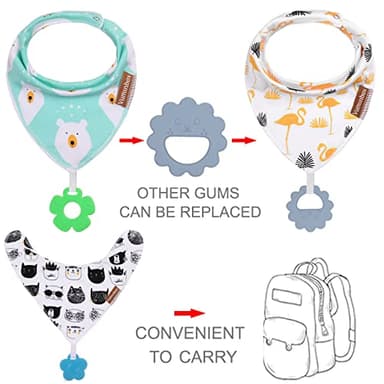 vuminbox Baby Bandana Drool Bibs 6-Pack and Teething Toys 6-Pack Made with 100% Organic Cotton, Absorbent and Soft Unisex (6-Pack Unisex) - Image 3