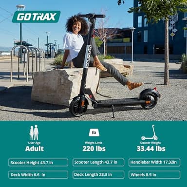 Gotrax Xr Elite Electric Scooter for Adult, 8.5" Pneumatic Tire, Max 16 Mile and 15.5Mph by 250W Motor, Bright Headlight and Taillight, Foldable Commuting Escooter, Matt Black - Image 7