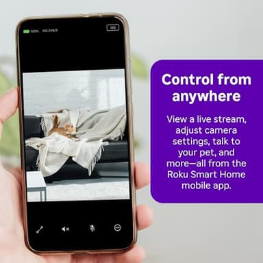 Roku Indoor Camera - Home Security - 1-Pack - Wired Security Camera & Pet Monitor with 1080p HD Color Night Vision, Works with Alexa & Google, Motion & Sound Detection, WDR & WiFi 6 - Image 5