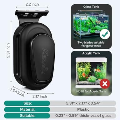 KEDSUM Aquarium Glass Cleaner, Fish Tank Glass Cleaner Algae Scraper Brush, Floating Magnet Cleaning Scrubber Tool with Handle Design - Image 3