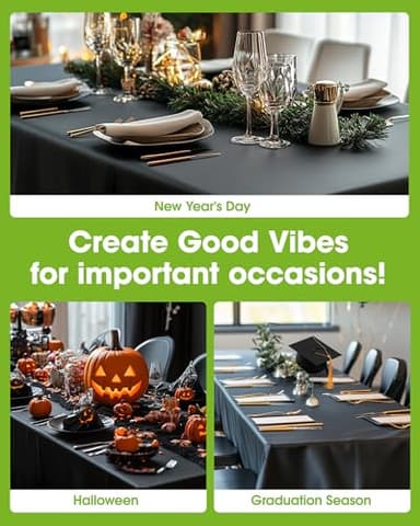 Pureegg Plastic Table Cloth Disposable 8 Pack, 54 x 108 Inch Table Cloths, Graduation Decorations Class of 2025, Graduation Party Tablecloths, Rectangle, Plastic Cover, Leakproof & Sturdy, Black - Image 4