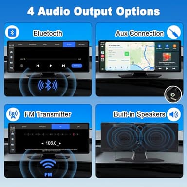 Carplay Screen for Car,10.26 inch Portable Car Play & Android Auto Touch Screen,4K Front & 1080P Rear Backup Camera Car Stereo,Loop Recording,GPS,Voice Control,Mirror Link,FM,AUX for All Vehicles - Image 5