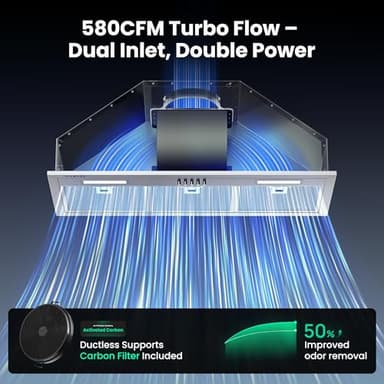 VIKIO HOME Range Hood Insert 30 Inch, Dual Inlet for 50% Better Suction, Includes 2 Charcoal Filters, 3-Speed Push Button Controls,5-Layer Aluminum Mesh Filter, Ducted/Ductless Kitchen Vent - Image 6