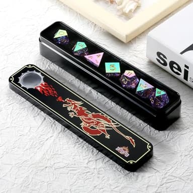 Iridescent Plating Lilac Sharp D&D Dice, DNDND Handmade DND Resin Sharp Edge D&D Die with Gift Case for Dungeons and Dragon Tabletop Games (Iridescent Plating Lilac) - Image 7