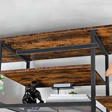 HOOBRO TV Stand with Power Outlets to 75 Inches, TV Console Table with Open Storage Shelves Cabinet, Industrial Media Entertainment Center for Living Room Bedroom, Rustic Brown and Black BF60DS01 - Image 8