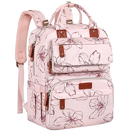Diaper Bag Backpack, Baby Girl Diaper Bag for Mom, Large Pink Floral Diaper Bag Backpack for Girls, Waterproof Mom Backpack for Work Travel Holiday with Insulated Pockets and Stroller Straps - Image 1