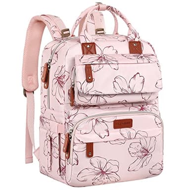 Diaper Bag Backpack, Baby Girl Diaper Bag for Mom, Large Pink Floral Diaper Bag Backpack for Girls, Waterproof Mom Backpack for Work Travel Holiday with Insulated Pockets and Stroller Straps - Image 1