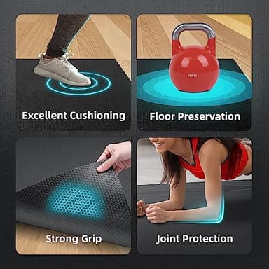 GymCope Large Exercise Mat for Home Workout,12‘x6’/10'x6'/9'x6'/8'x6'/7'x5'/6'x4' (7mm) Extra Thick Workout Mat, High-Density Gym Mat for Cardio, Jump Rope, MMA, Weights (Shoe-Friendly) - Image 5