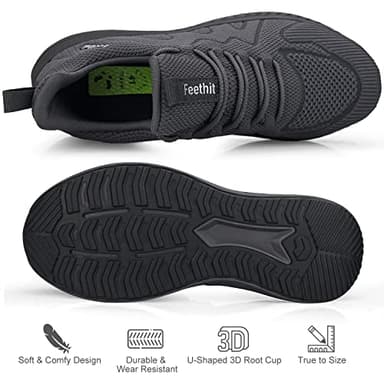 Feethit Mens Non Slip Running Shoes Lightweight Breathable Slip on Walking Tennis Shoes Casual Comfortable Sneakers Dark Gray 11 - Image 4