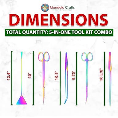 Mandala Crafts Rainbow Stainless Steel Aquascaping Tools Kit – Aquarium Plant Tools with Tweezers, Spatula, and Scissors for Fish Tanks, Hospital Tanks, Goldfish Bowls, Aquariums, and Terrariums - Image 3