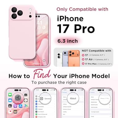 GolbinBox Magnetic for iPhone 17 Pro Case, Compatible with MagSafe, [Full Camera Protection] [Screen Protector], Silicone Shockproof Phone Cover with Anti-Scratch Microfiber Lining, Chalk Pink - Image 2