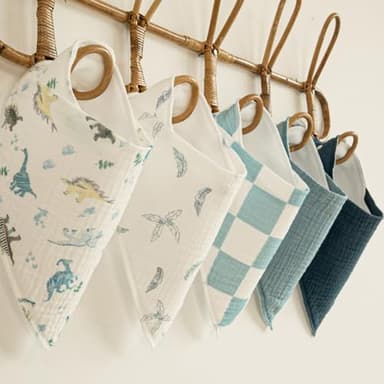 CIVARUA KIDS Muslin Baby Bibs 8 Pack, Baby Bandana Drool Bib for Drooling and Teething, Cotton Soft Absorbent for Girls Boys BC - Image 7