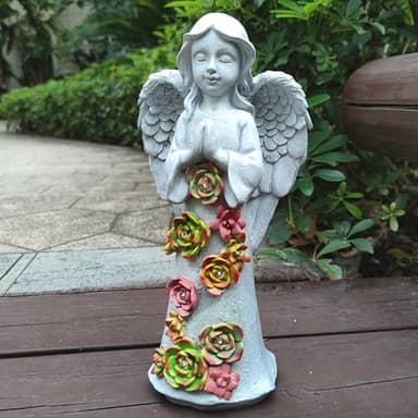 VIOYOUNS Angel Solar Garden Outdoor Statues with Succulent Plants and 6 LED Lights– Outside Solar Garden Decor Figurines -Remembrance & Sympathy Gifts Decorations - Image 5