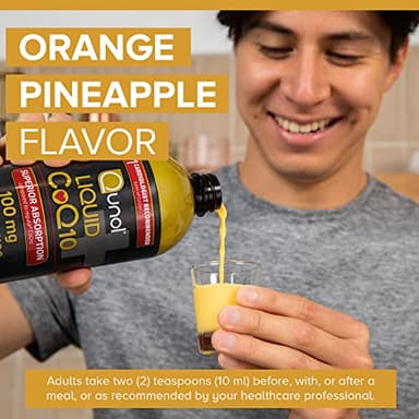 Qunol Liquid CoQ10 100mg, Superior Absorption Natural Supplement Form of Coenzyme Q10, Antioxidant for Heart Health, Orange Pineapple Flavored, 60 Servings, 20.3 oz Bottle - Image 6