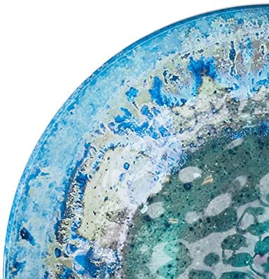 Radiance Teal 2pc Melamine Platter Set – 14" Round & 18"x13.5" Oval Serving Trays – Reactive Glaze Style Artisan Serveware for Entertaining, Holidays, Dinner Parties, or Gifts - Image 6