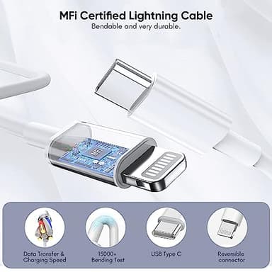 10FT iPhone Fast Charger,[Apple MFi Certified] 2Pack PD Dual Apple Fast Charger USBC Charge Block 10Foot Lightning Cable Cord Quick Charging for iPhone 14/Pro/Pro Max/Plus/13/12/11/XS/XR/X/SE2022/iPad - Image 6