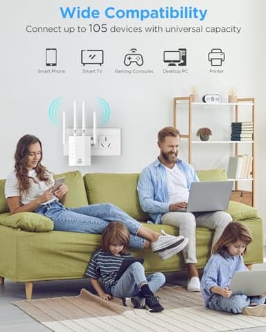 1200Mbps WiFi Range Extender, WiFi Extender Signal Booster for Home, Dual Band (2.4G&5.8G) WiFi Repeater Cover up to 12888sp.ft, Faster Speed and Wider Cover, Quick Setup - Image 7