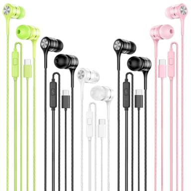 LWZCAM USB C Earbuds with Microphone 5 Pack, in-Ear Wired Headphones with Noise Isolating, Type C Earphone Heavy Bass Stereo Headsets Compatible with iPad, Android Smartphones, for Most USB-C Devices - Image 1