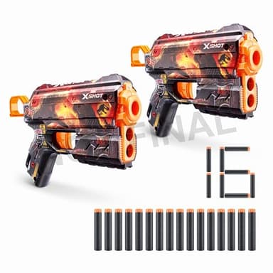 XSHOT Skins Flux Blaster - Jurassic World Skins (2PK) by ZURU Jurrasic World Skin Design with 16 Darts, Easy Reload, Air Pocket Dart Technology, Toy Foam Blaster for Kids, Teens and Adults - Image 2