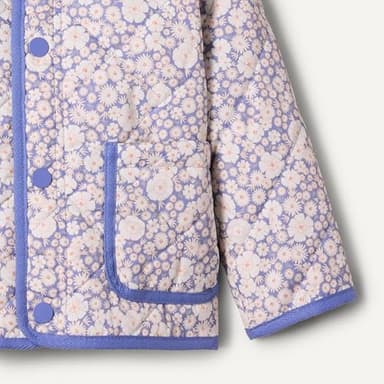 Amazon Essentials x Sofia Grainge Baby Girls' Midweight Field Jacket with Ruffle, Blue Ivory Delicate Floral, 12 Months - Image 3