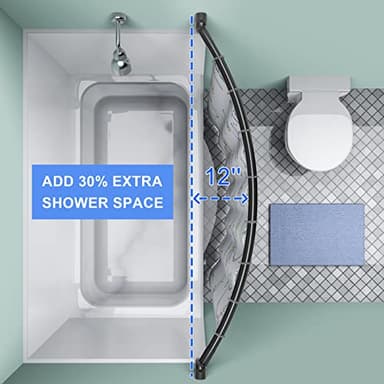Tlooe Curved Shower Curtain Rod, 45-72 inches Adjustable Arched Shower Curtain Curved Rods, Rustproof Round Never Fall Design for Bathroom, Black, Need to Drill - Image 3