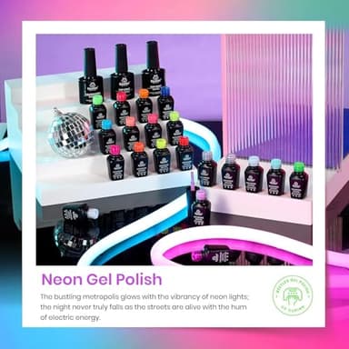 beetles Gel Polish Set, Halloween Neon Kit 20 Colors Gel Nail Polish with 3Pcs Base Gel Top Coat Hot Pink Orange Blue Magenta Lemon Green Colors Soak Off UV Manicure Rainbow Nail - Image 3