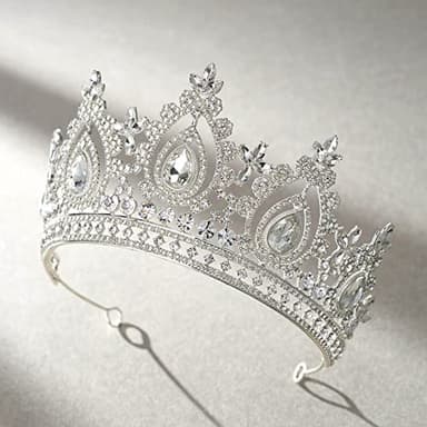 SWEETV Queen Crown for Women,Wedding Tiara for Bride,Princess Tiara,Quinceanera Pageant Crown Diadem,Crystal Headpiece for Birthday Prom,Silver - Image 7