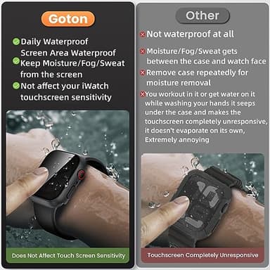 Goton Waterproof Privacy Case for Apple Watch Screen Protector, Anti-Spy Tempered Glass Film iWatch Cover Hard PC Case Bumper for Apple Watch SE 3/2/1, Series 6/5/4, 44mm BlackBlack - Image 2