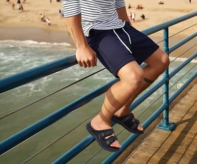 KuaiLu Mens Walking Slide Sandals Orthotic Athletic Thick Cushion Recovery Sport Sandles Adjustable Strap Open Toe Slip On Yoga Mat Slippers Comfortable Plantar Fasciitis Arch Support Black Size 11 - Image 2