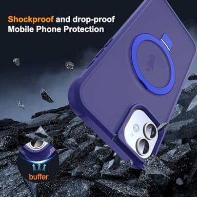 SKYLMW Compatible with iPhone 12 Case & iPhone 12 Pro Case with Invisible Magnetic O-Ring Stand Translucent Phone Cases 6.1" [Compatible with Mag-Safe][Great Grip Feeling], Navy - Image 7