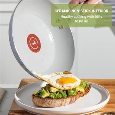 T-fal Refresh Ceramic Ceramic Non Stick Cookware Set 20 Piece Oven Broiler Safe 350F Dusty Rose - Image 3