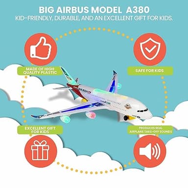 Kidsthrill Airplane Toy with Bump & Go, Flashing Lights & Sounds - For Boys & Girls Age 3-12 - Image 5