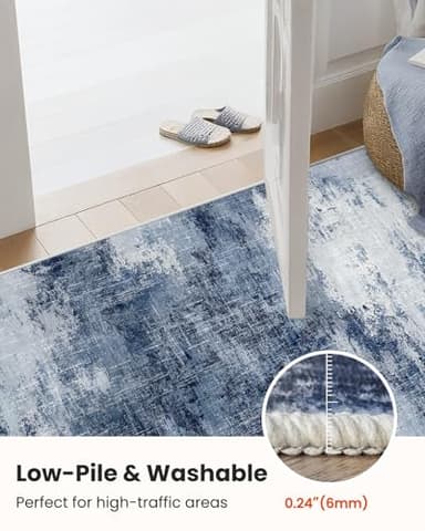 AMADA HOMEFURNISHING 9x12 Large Area Rugs, Modern Living Room Rugs with Non-Slip Backing & Short Pile, Washable Rug with Abstract Pattern for Living Room, Bedroom and Dinning Room, Dark Blue - Image 7