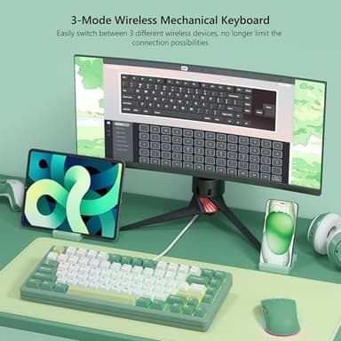 Womier SK75 75% Keyboard with Full Aluminum Wireless Mechanical Gaming Keyboard, VIA Custom Pre-lubed POM Switches RGB Creamy Gaming Key Board, 3-Modes Gasket Hot Swappable, Green - Image 6