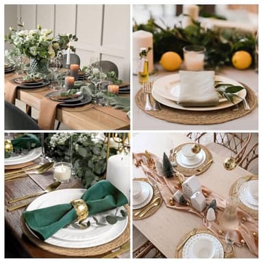 13 in Round Woven Placemats Plate Chargers Set of 10, Boho Farmhouse Rustic Woven Place Mats for Dining Table Decor, Rattan Wicker Table Mats Jute Braided Chargers for Dinner Plates - Image 2