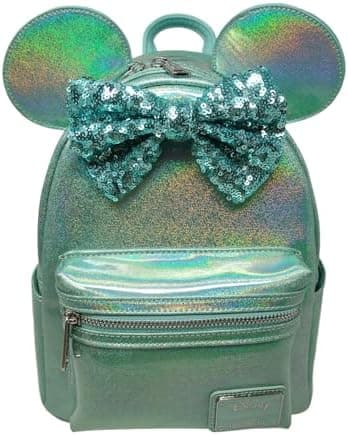 Loungefly Disney Minnie Mouse Glitter Sparkle Womens Double Strap Shoulder Bag Purse - Image 3